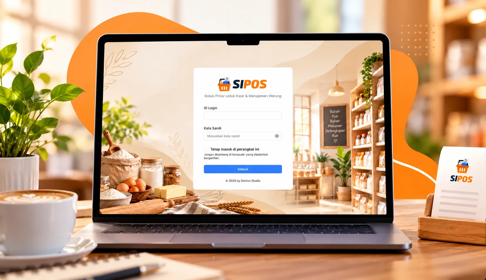 Halaman masuk SI POS dengan kolom ID login dan kata sandi